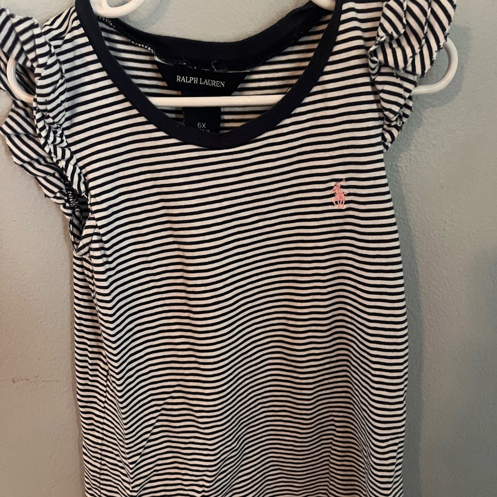 Ralph Lauren Navy and White Striped Tee